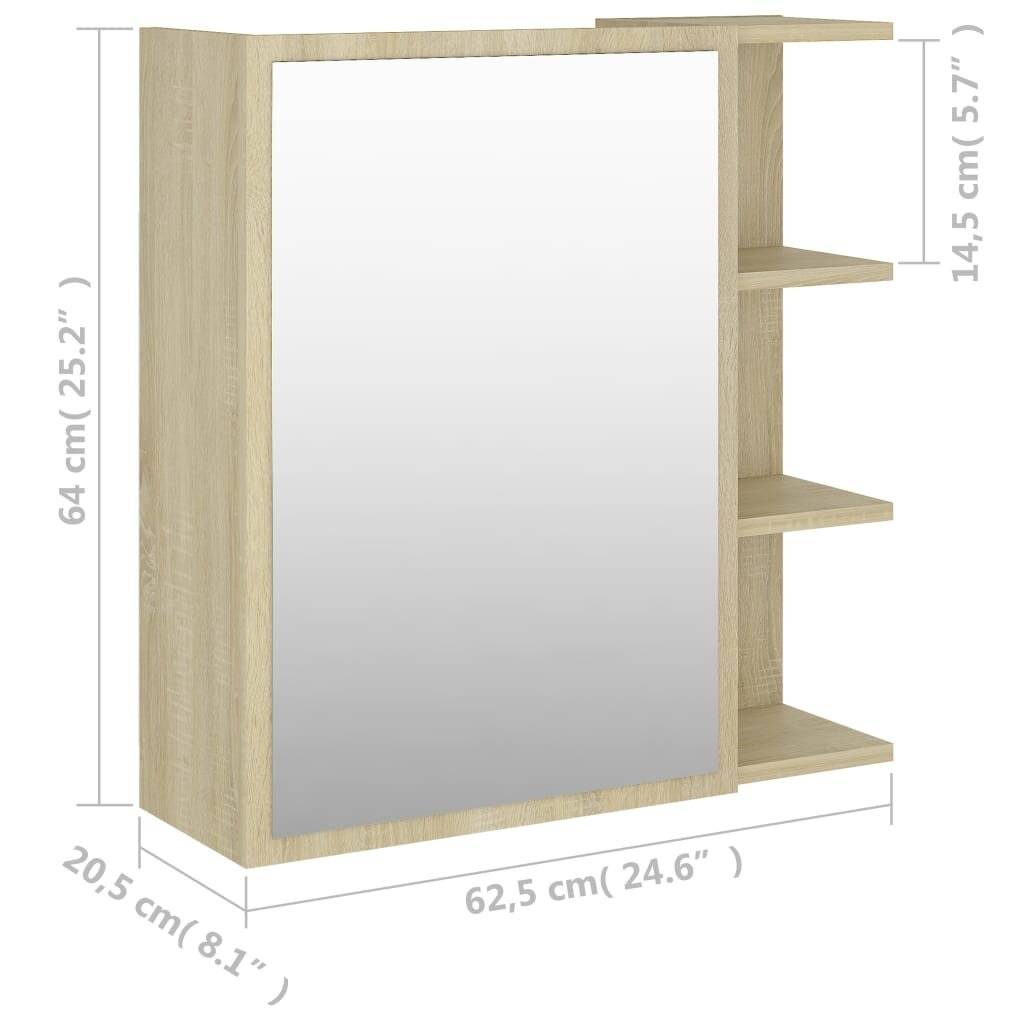 Symbolbild für Bad-Spiegelschrank Sonoma-Eiche 62,5x20,5x64 cm Spanplatte