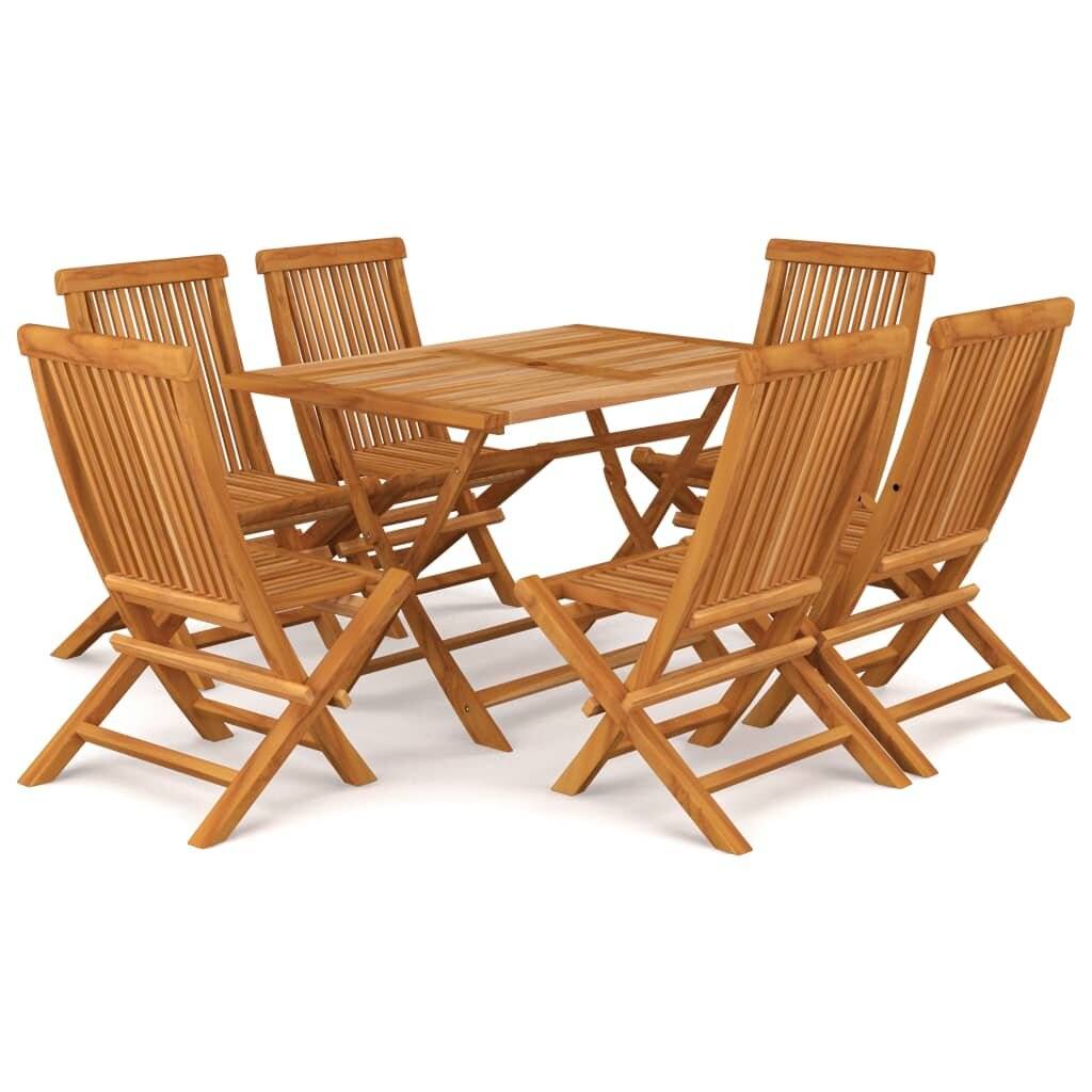 7-tlg. Garten-Essgruppe Massivholz Teak-0