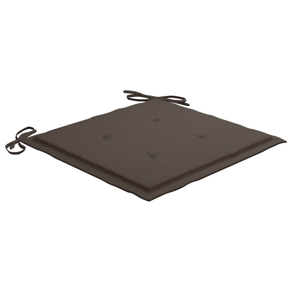 Gartenstühle mit Taupe Kissen 8 Stk. Massivholz Teak-5