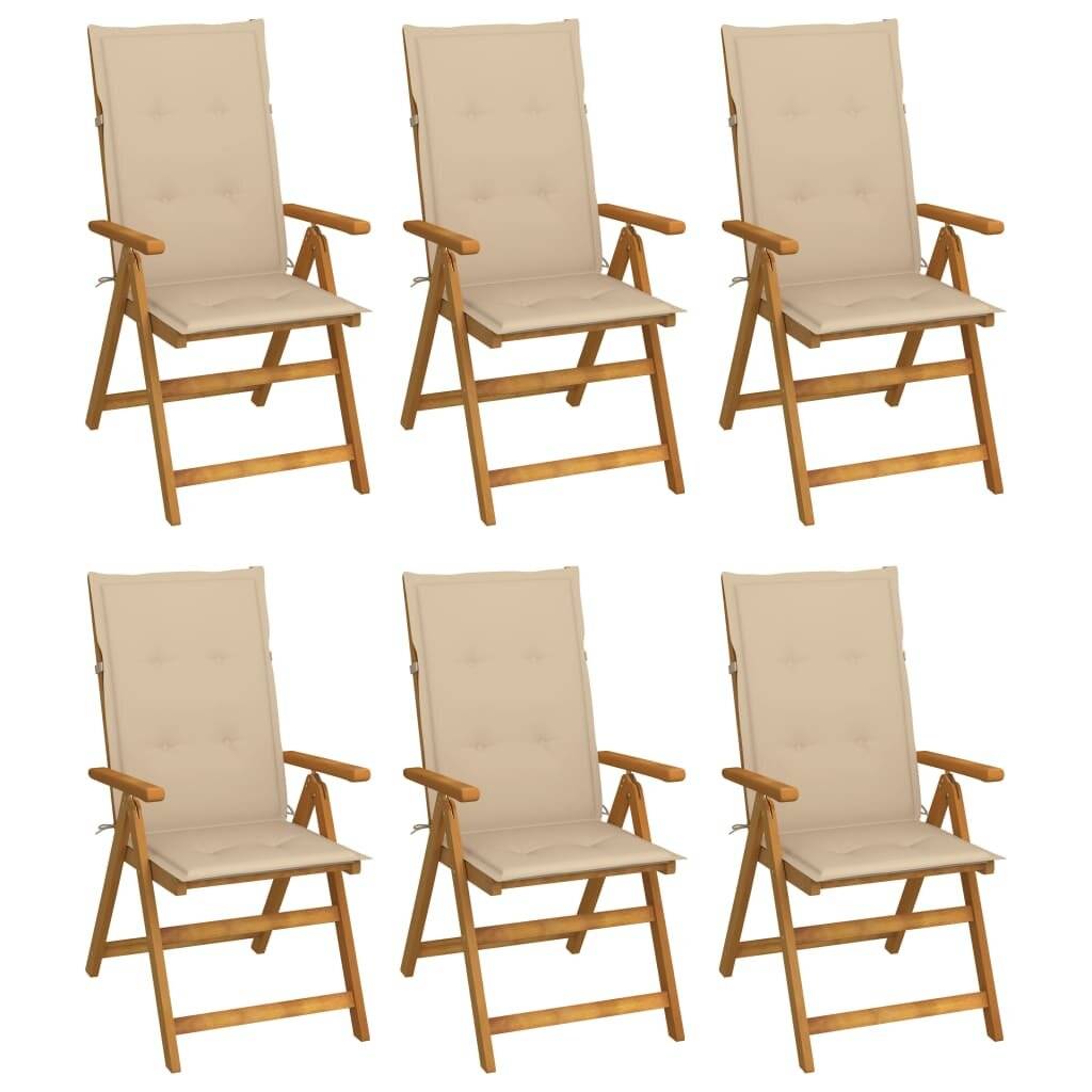 Klappbare Gartenstühle 6 Stk. mit Auflagen Massivholz Akazie-0