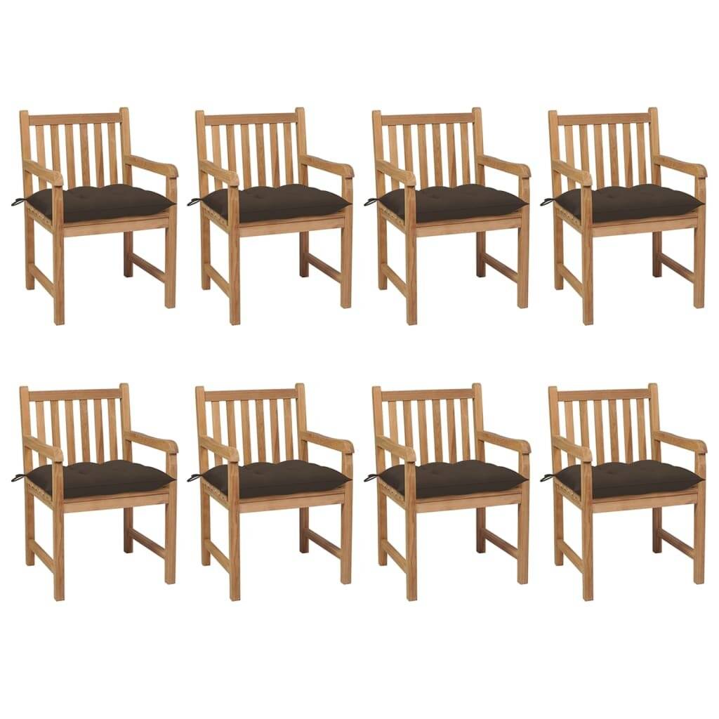Gartenstühle 8 Stk. mit Taupe Kissen Massivholz Teak-0