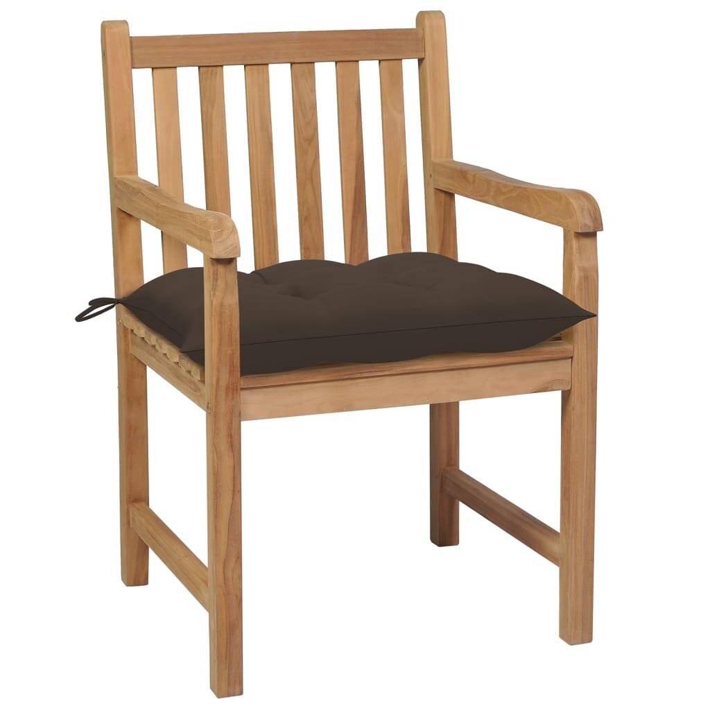 Gartenstühle 8 Stk. mit Taupe Kissen Massivholz Teak-2