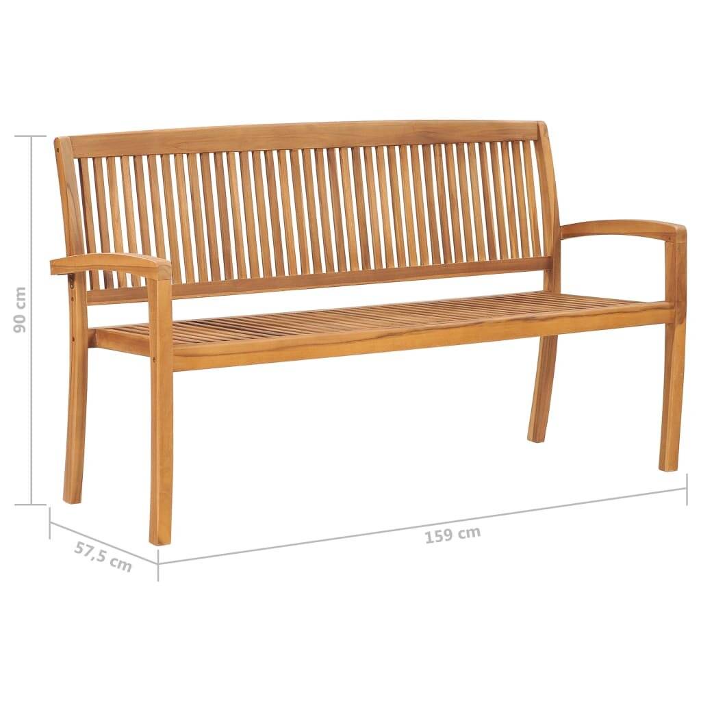 Symbolbild für vidaXL Stapelbare Gartenbank mit Auflage 159 cm Massivholz Teak