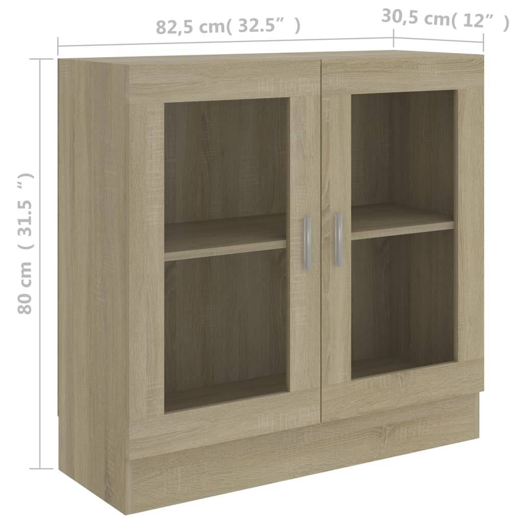 Symbolbild für Vitrinenschrank Sonoma-Eiche 82,5x30,5x80 cm Spanplatte