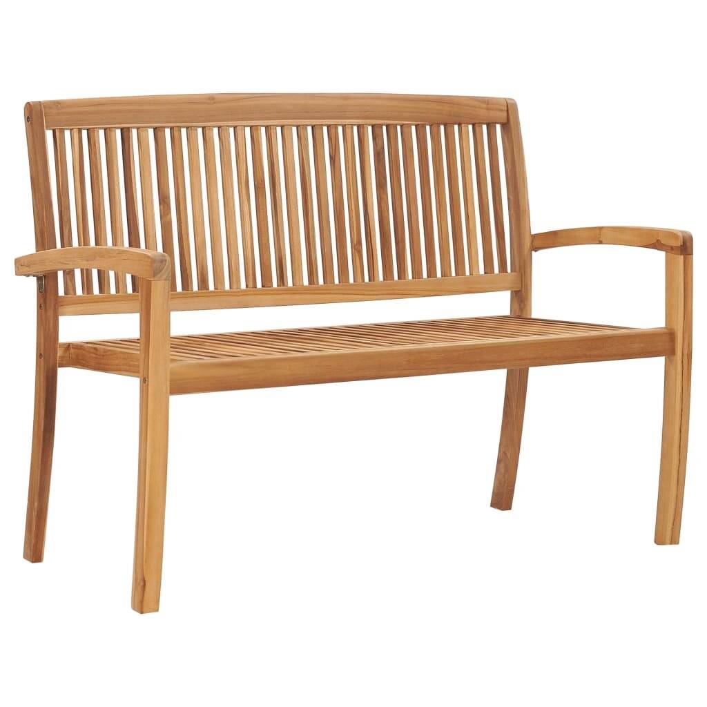 Stapelbare Gartenbank mit Auflage 128,5 cm Massivholz Teak-1