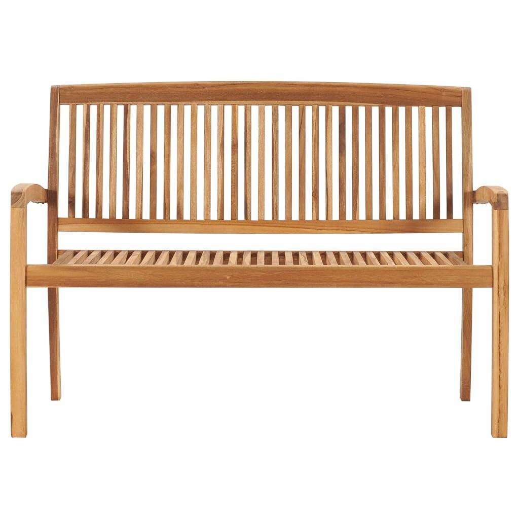 Stapelbare Gartenbank mit Auflage 128,5 cm Massivholz Teak-2