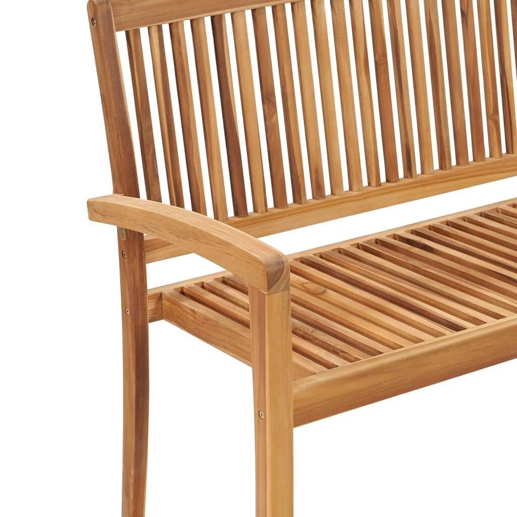 Stapelbare Gartenbank mit Auflage 128,5 cm Massivholz Teak-3