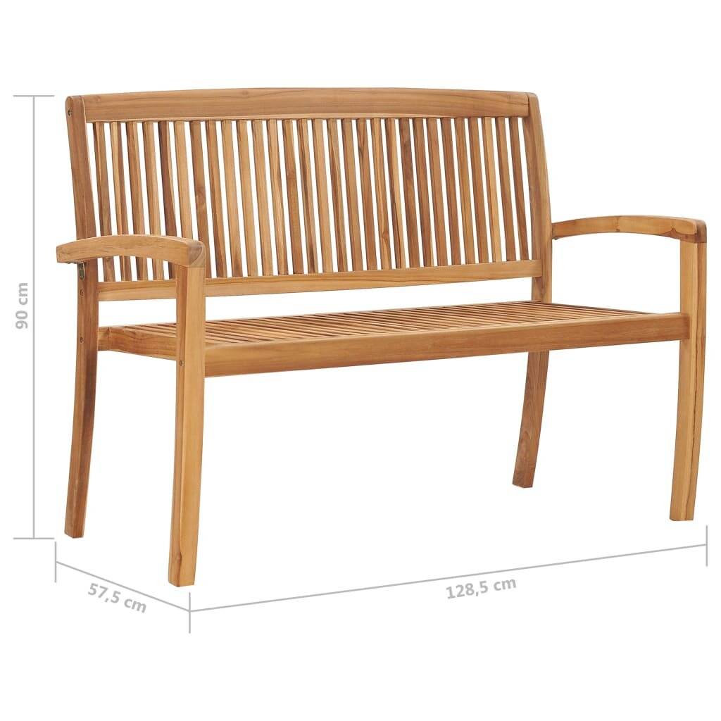 Symbolbild für Stapelbare Gartenbank mit Auflage 128,5 cm Massivholz Teak