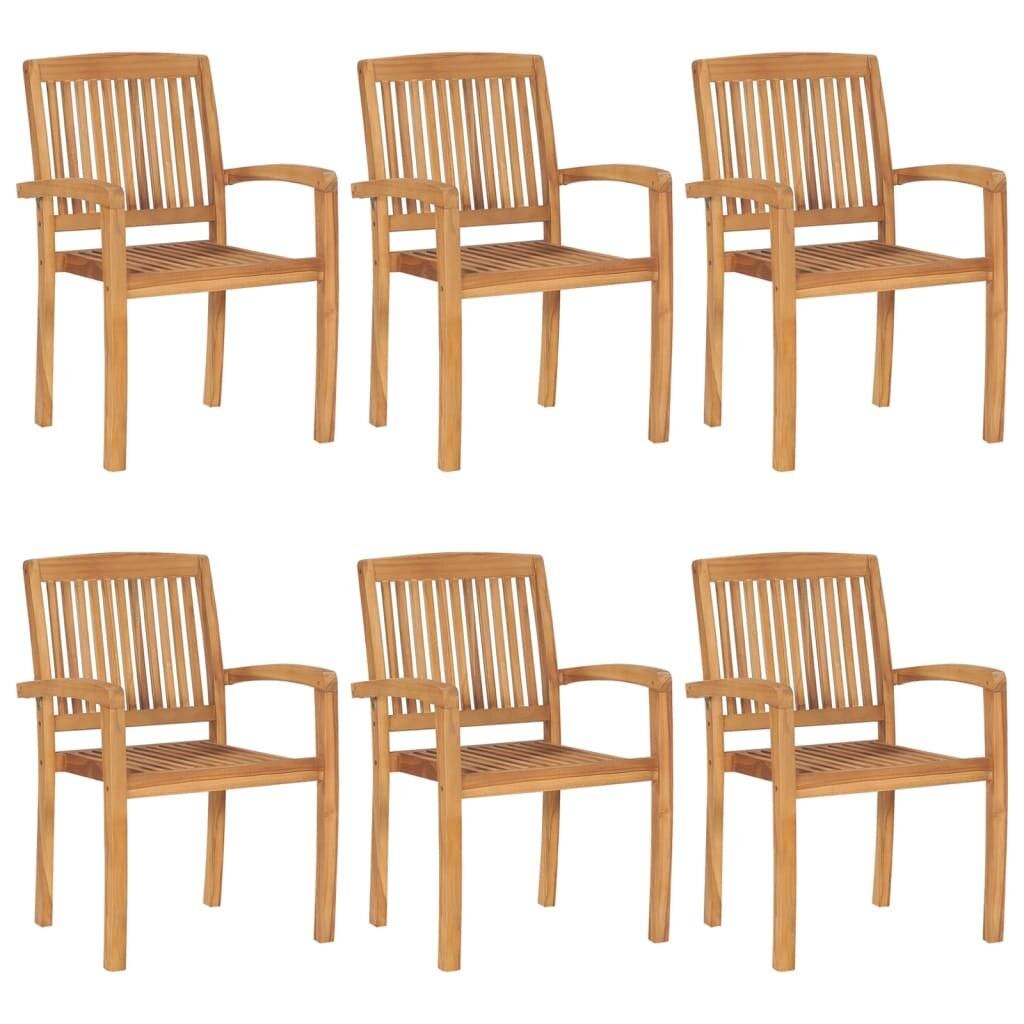 Stapelbare Gartenstühle mit Kissen 6 Stk. Massivholz Teak-1