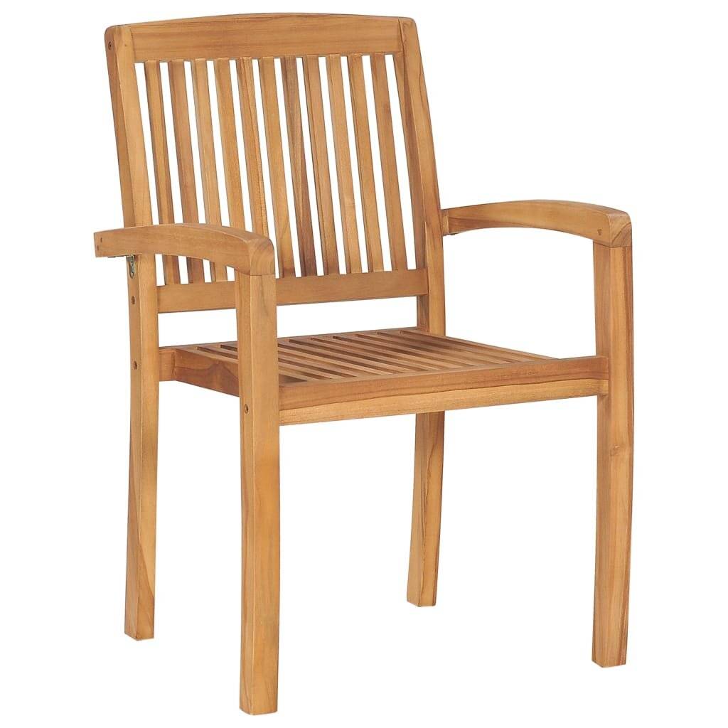 Stapelbare Gartenstühle mit Kissen 6 Stk. Massivholz Teak-3