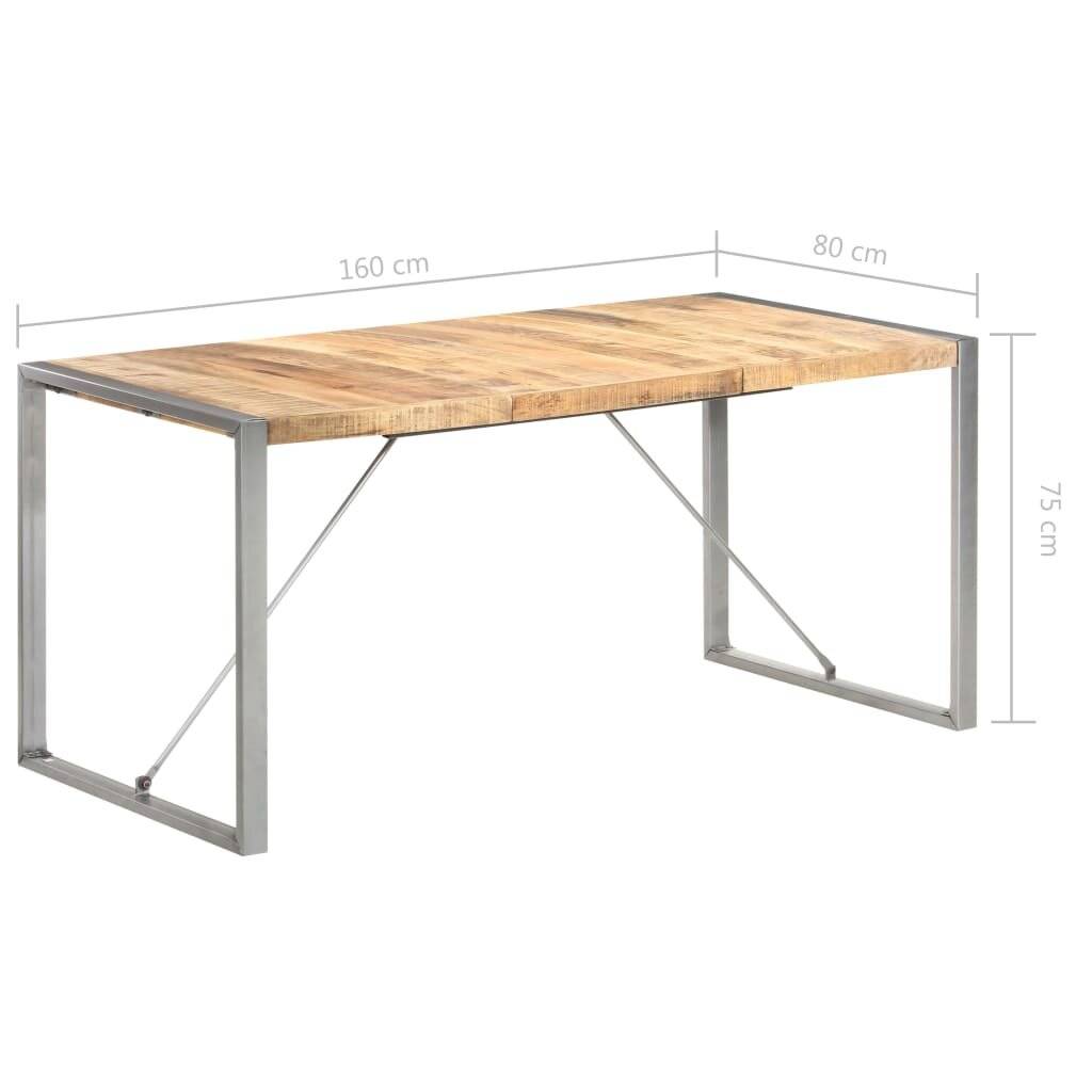 vidaXL Esstisch 160x80x75 cm Raues Mango-Massivholz-6