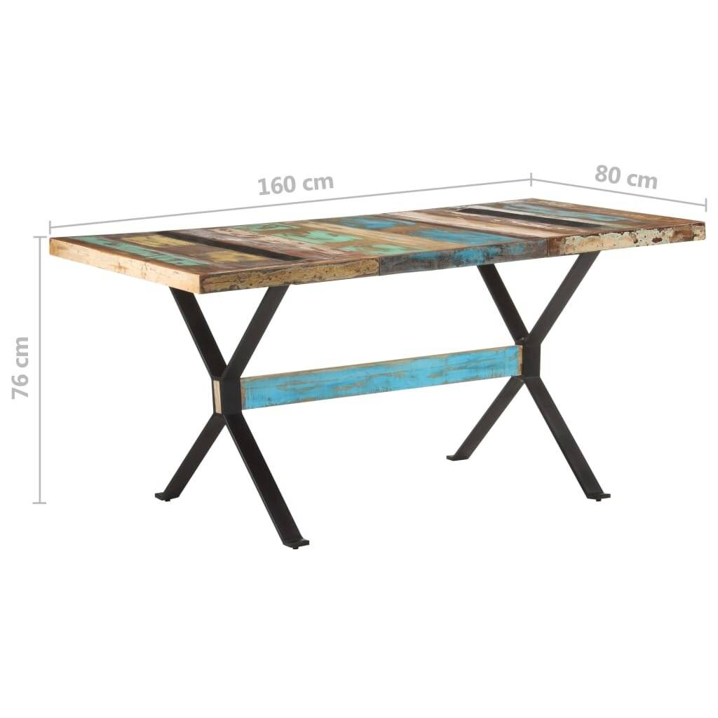 vidaXL Esstisch 160x80x76 cm Altholz Massiv-6