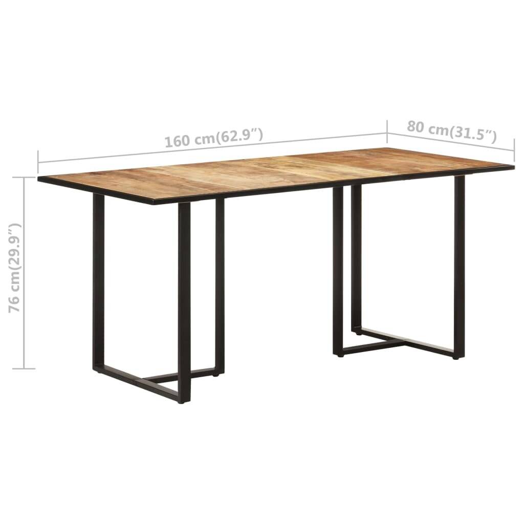vidaXL Esstisch 160 cm Raues Mangoholz-6