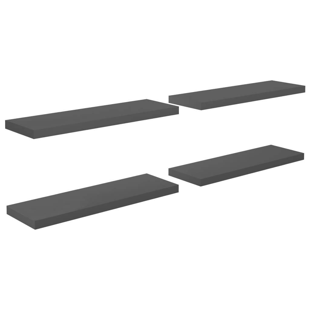 Schwebende Wandregale 4 Stk. Hochglanz-Grau 80x23,5x3,8cm MDF-1