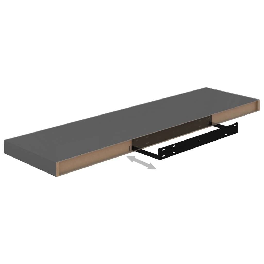Schwebendes Wandregal Hochglanz-Grau 90x23,5x3,8 cm MDF-6
