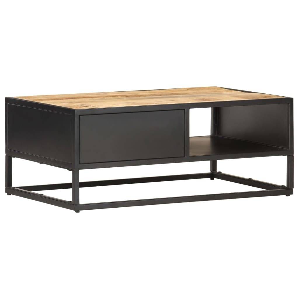 vidaXL Couchtisch mit Geschnitzter Tür 90x55x36 cm Raues Mangoholz-5