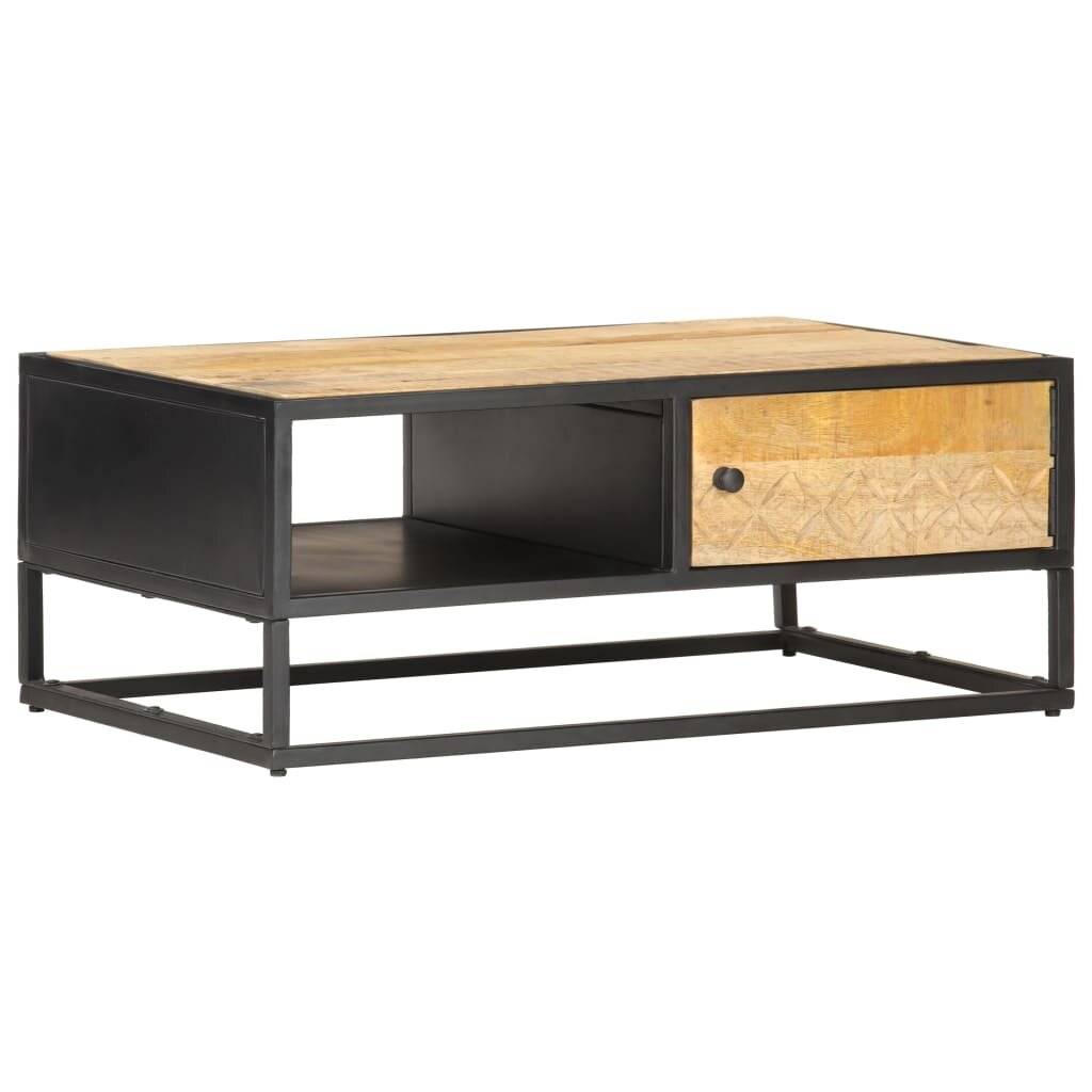 Symbolbild für vidaXL Couchtisch mit Geschnitzter Tür 90x55x36 cm Raues Mangoholz