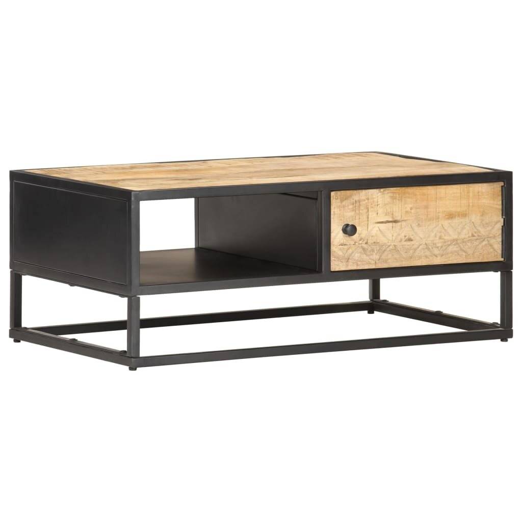 Symbolbild für vidaXL Couchtisch mit Geschnitzter Tür 90x55x36 cm Raues Mangoholz