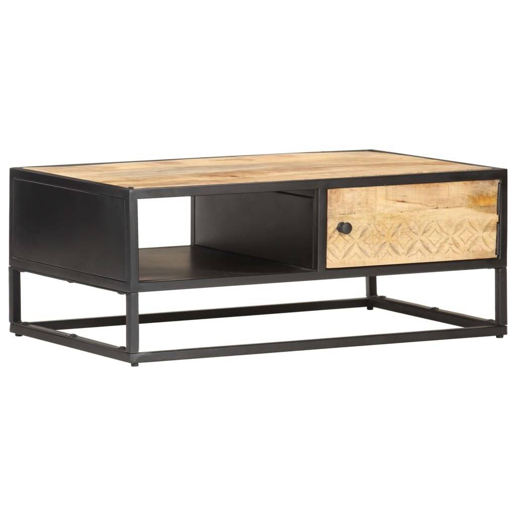Symbolbild für vidaXL Couchtisch mit Geschnitzter Tür 90x55x36 cm Raues Mangoholz