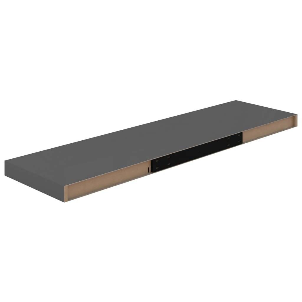 Schwebende Wandregale 2 Stk. Hochglanz-Grau 90x23,5x3,8cm MDF-6