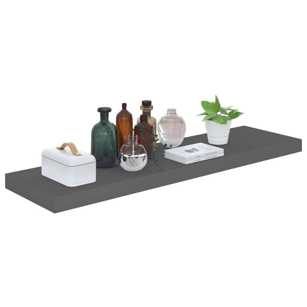 Schwebende Wandregale 2 Stk. Hochglanz-Grau 90x23,5x3,8cm MDF-2