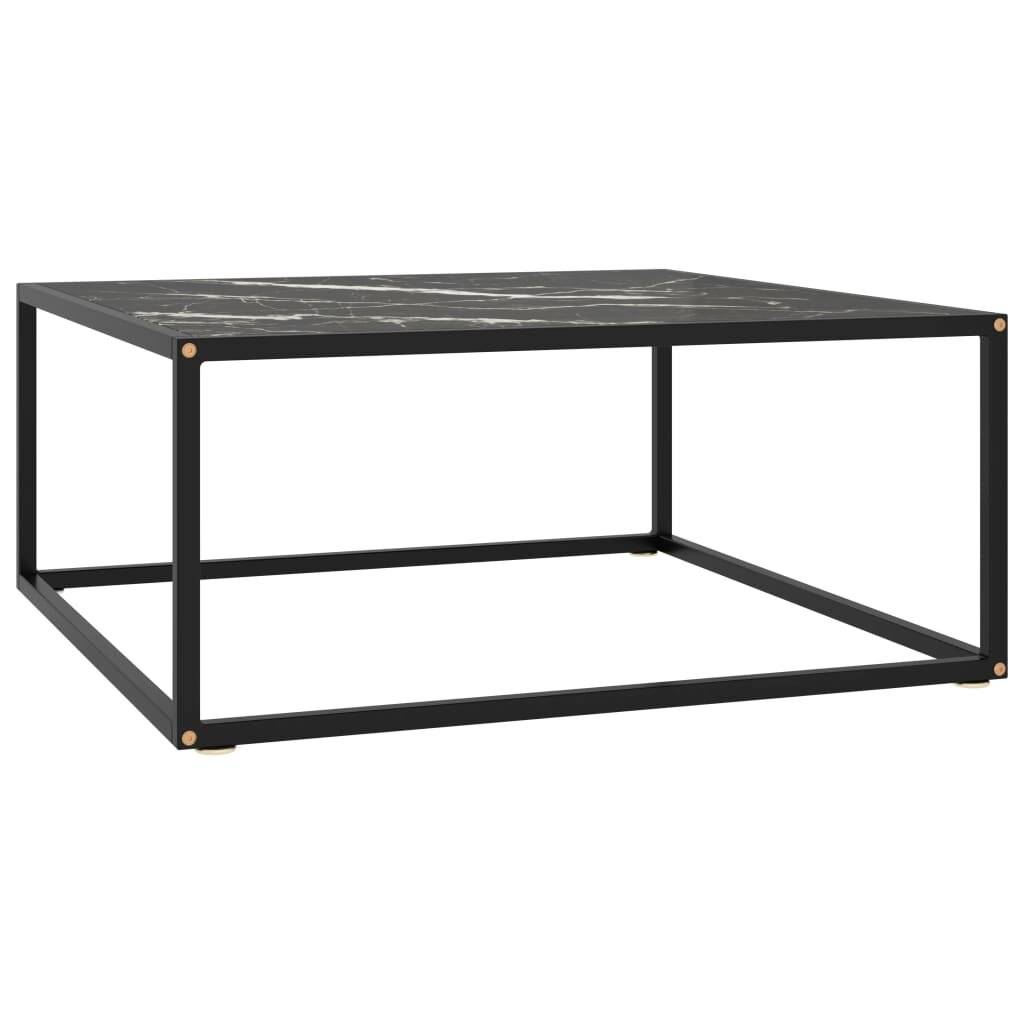 Beistelltisch Schwarz mit Schwarzer Marmor-Optik Glas