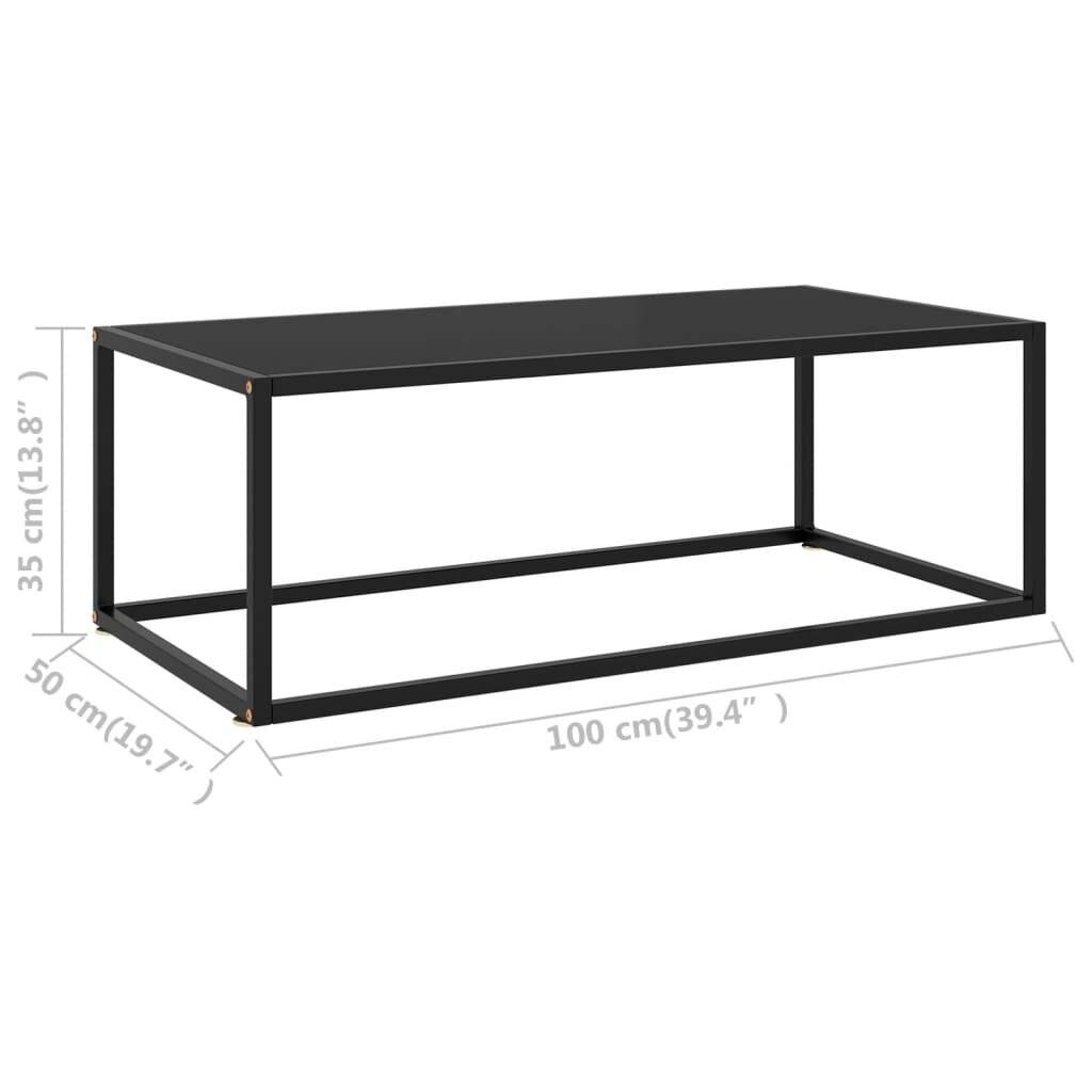 vidaXL Couchtisch Schwarz mit Schwarzem Glas 100x50x35 cm-5