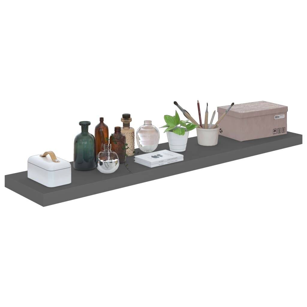Schwebende Wandregale 2 Stk. Hochglanz-Grau 120x23,5x3,8cm MDF-2