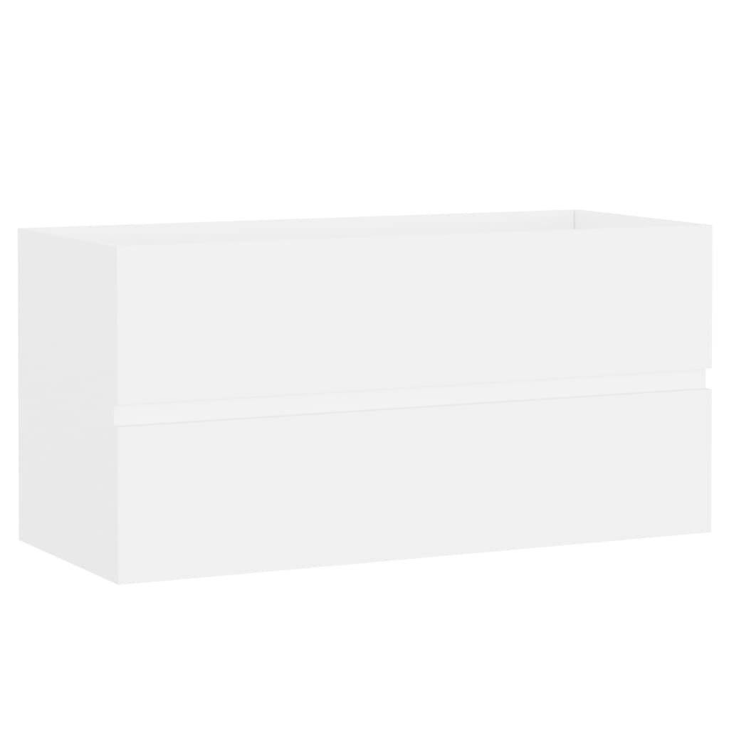Waschbeckenunterschrank mit Einbaubecken Weiß Spanplatte-3