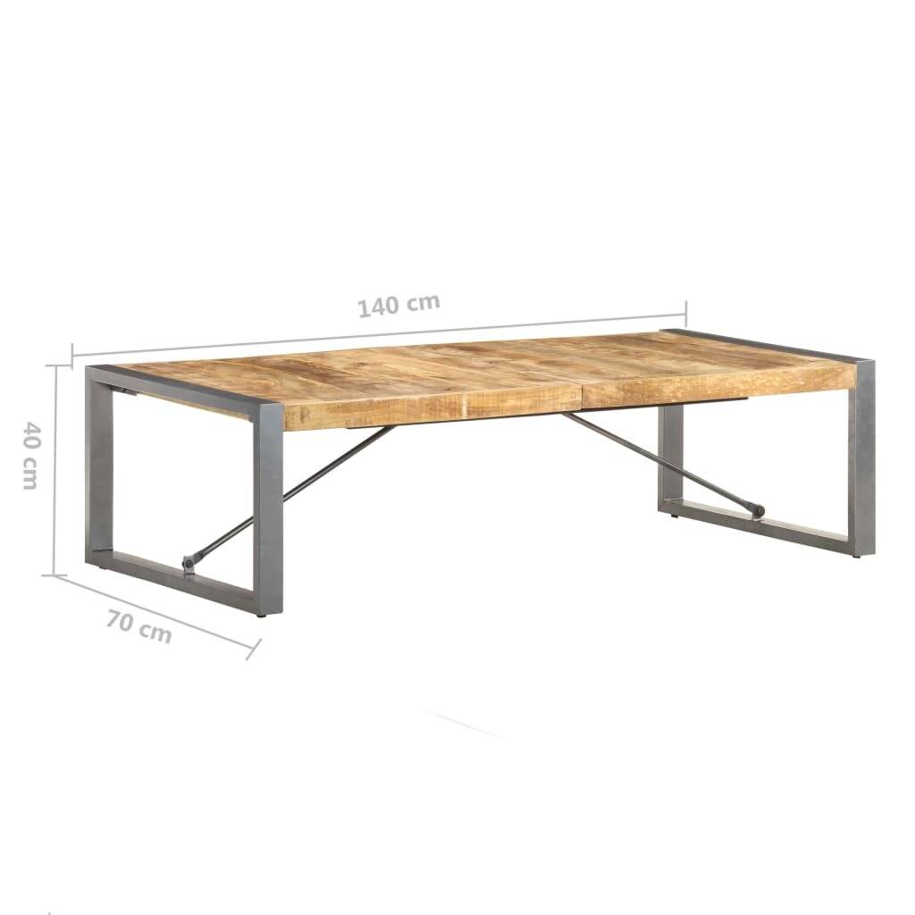 Couchtisch 140x70x40 cm Raues Mangoholz-6
