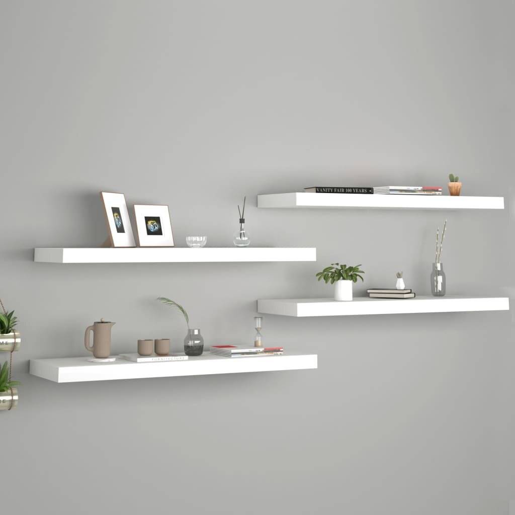 Schwebende Wandregale 4 Stk. Weiß 80x23,5x3,8cm MDF-0