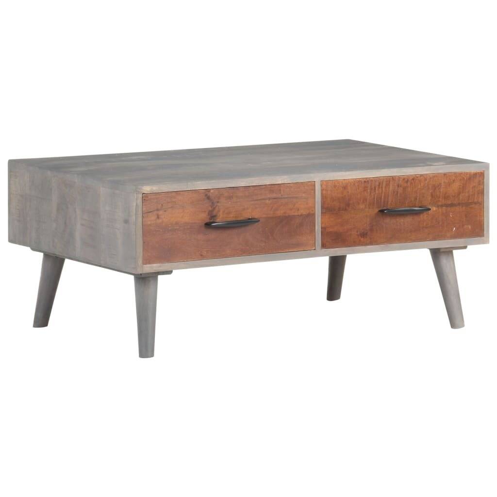 Couchtisch Grau 100x60x40 cm Raues Mango-Massivholz-6
