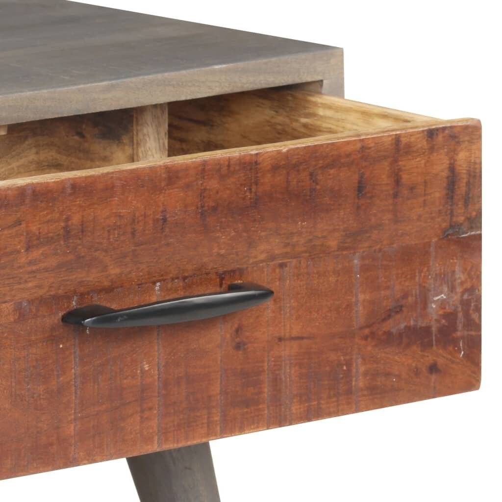 Couchtisch Grau 100x60x40 cm Raues Mango-Massivholz-4