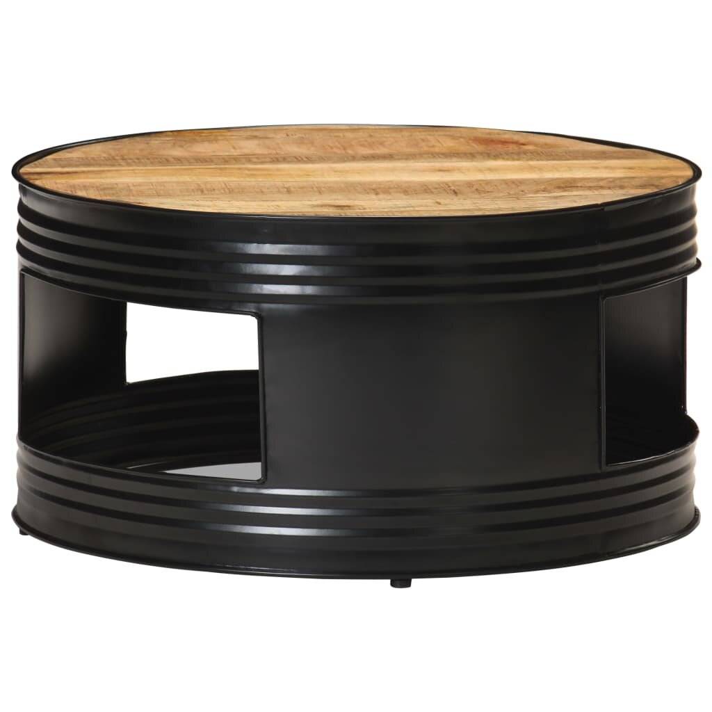 Couchtisch Schwarz 68x68x36 cm Raues Mango-Massivholz-6