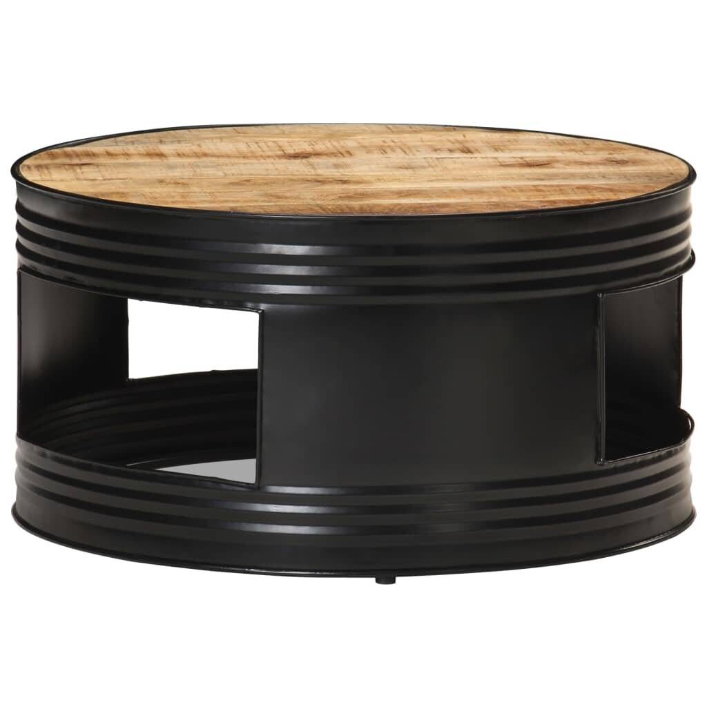 Symbolbild für Couchtisch Schwarz 68x68x36 cm Raues Mango-Massivholz