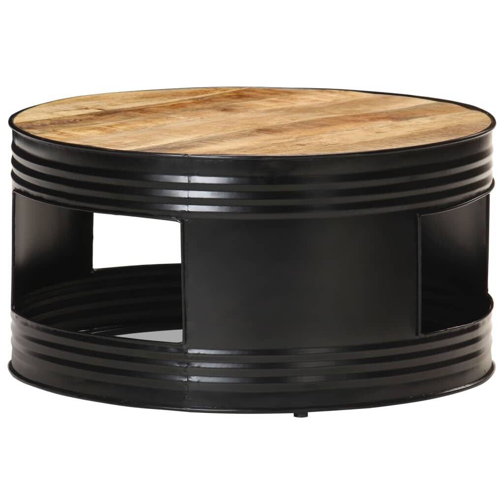 Symbolbild für Couchtisch Schwarz 68x68x36 cm Raues Mango-Massivholz