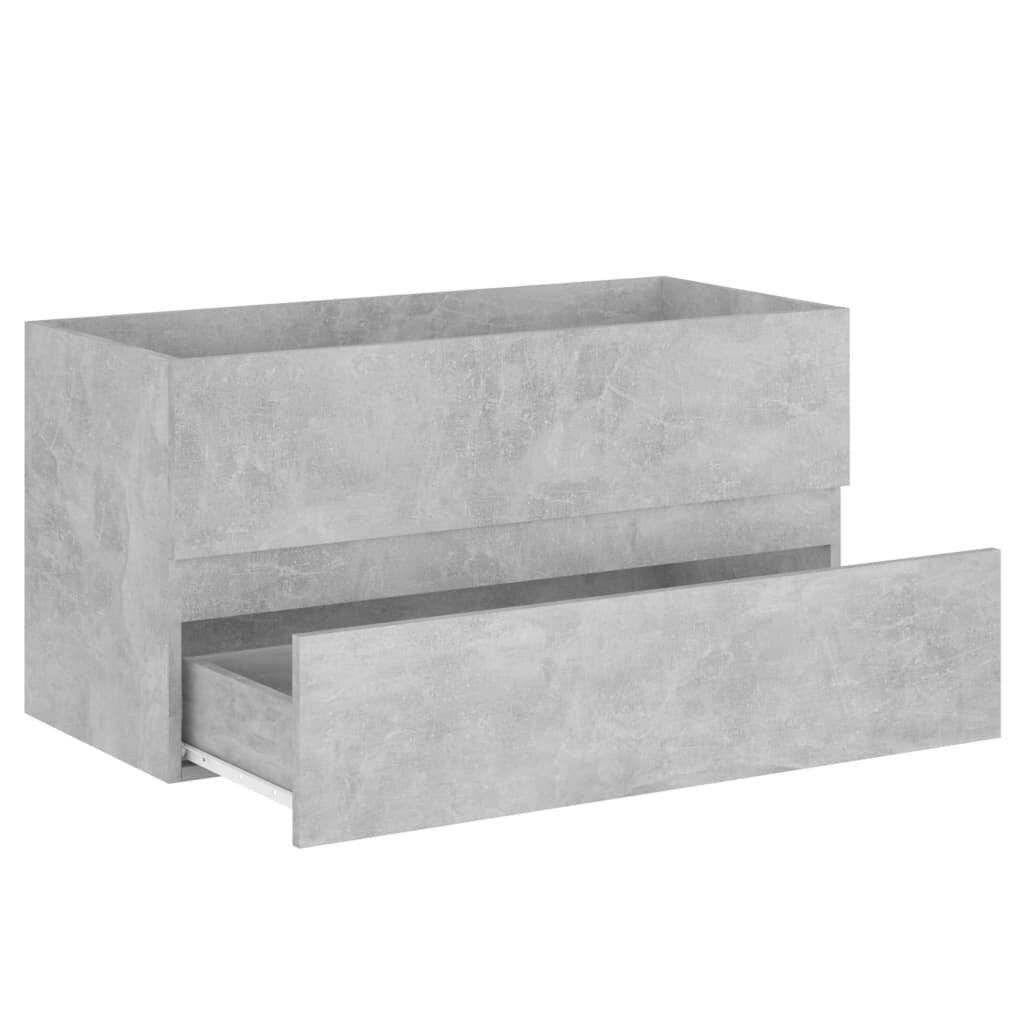 Waschbeckenunterschrank mit Einbaubecken Betongrau Spanplatte-5