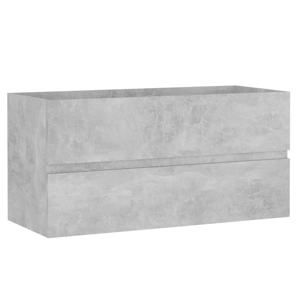 Waschbeckenunterschrank mit Einbaubecken Betongrau Spanplatte-3