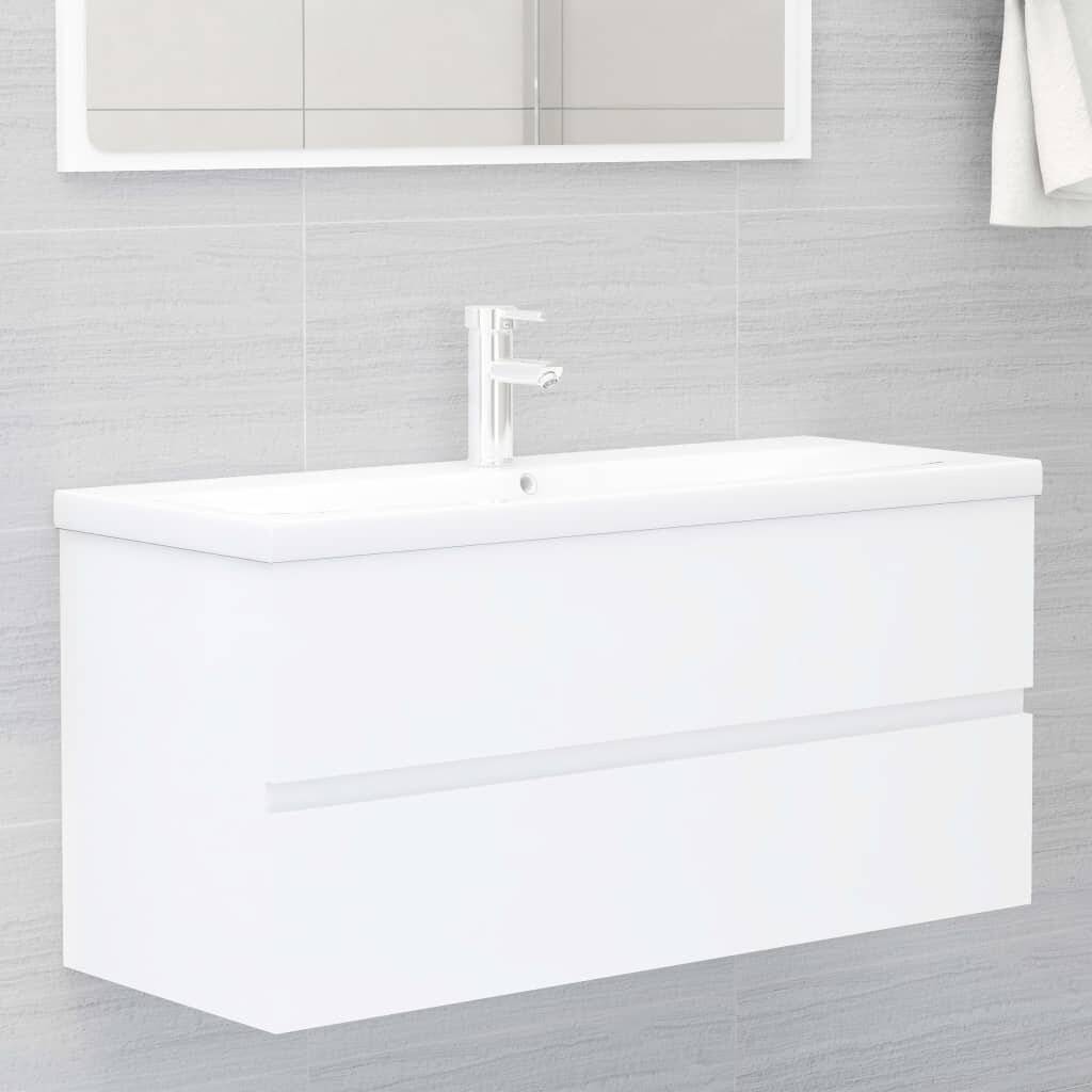 Waschbeckenunterschrank mit Einbaubecken Weiß Spanplatte-0