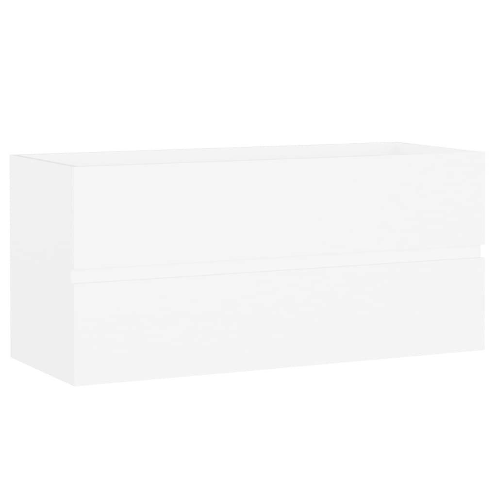 Waschbeckenunterschrank mit Einbaubecken Weiß Spanplatte-3