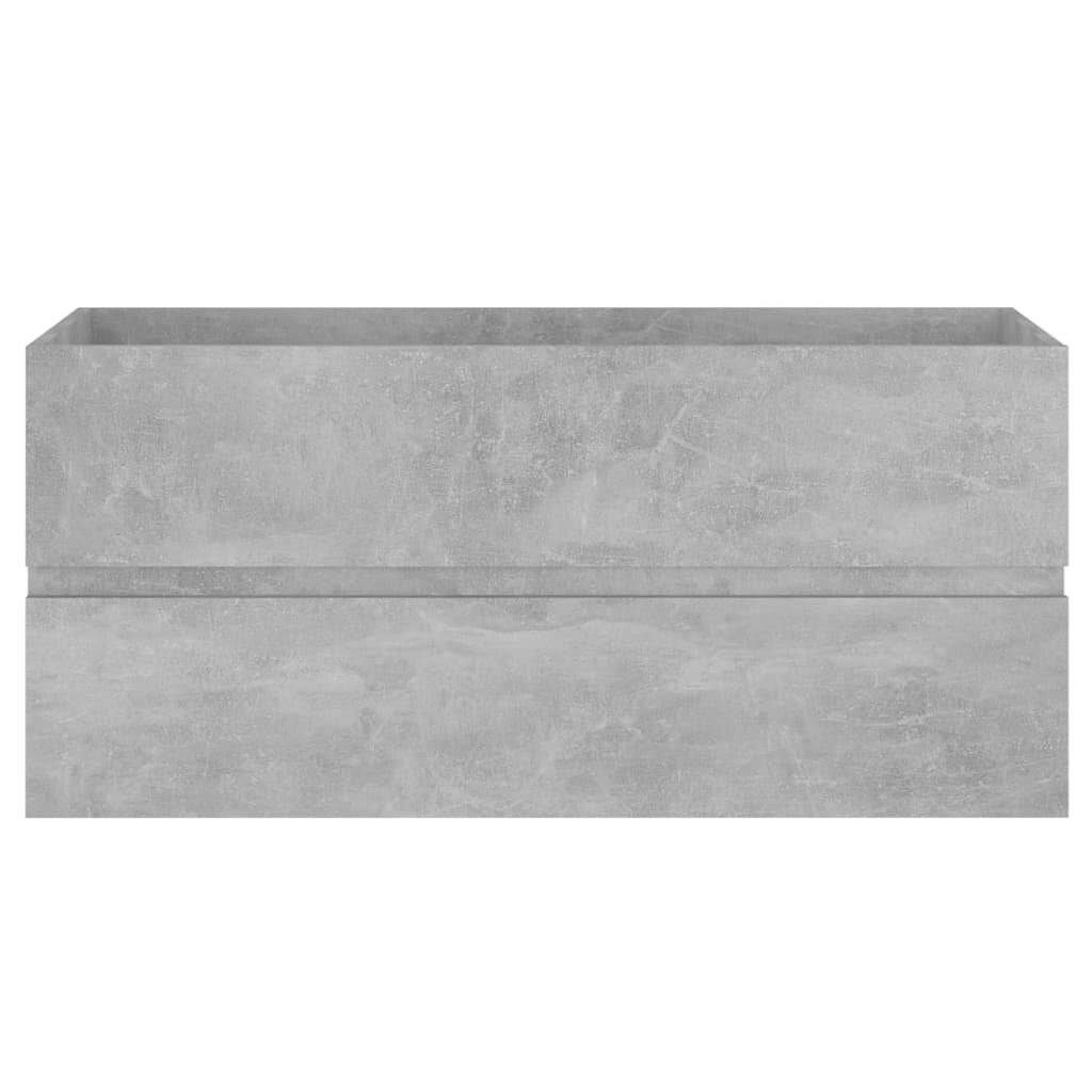 Waschbeckenunterschrank mit Einbaubecken Betongrau Spanplatte-6