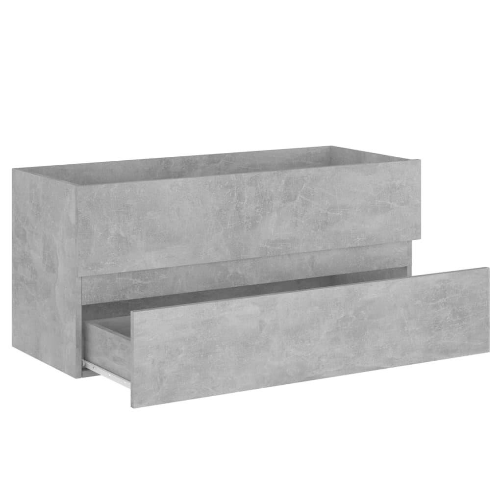 Waschbeckenunterschrank mit Einbaubecken Betongrau Spanplatte-4
