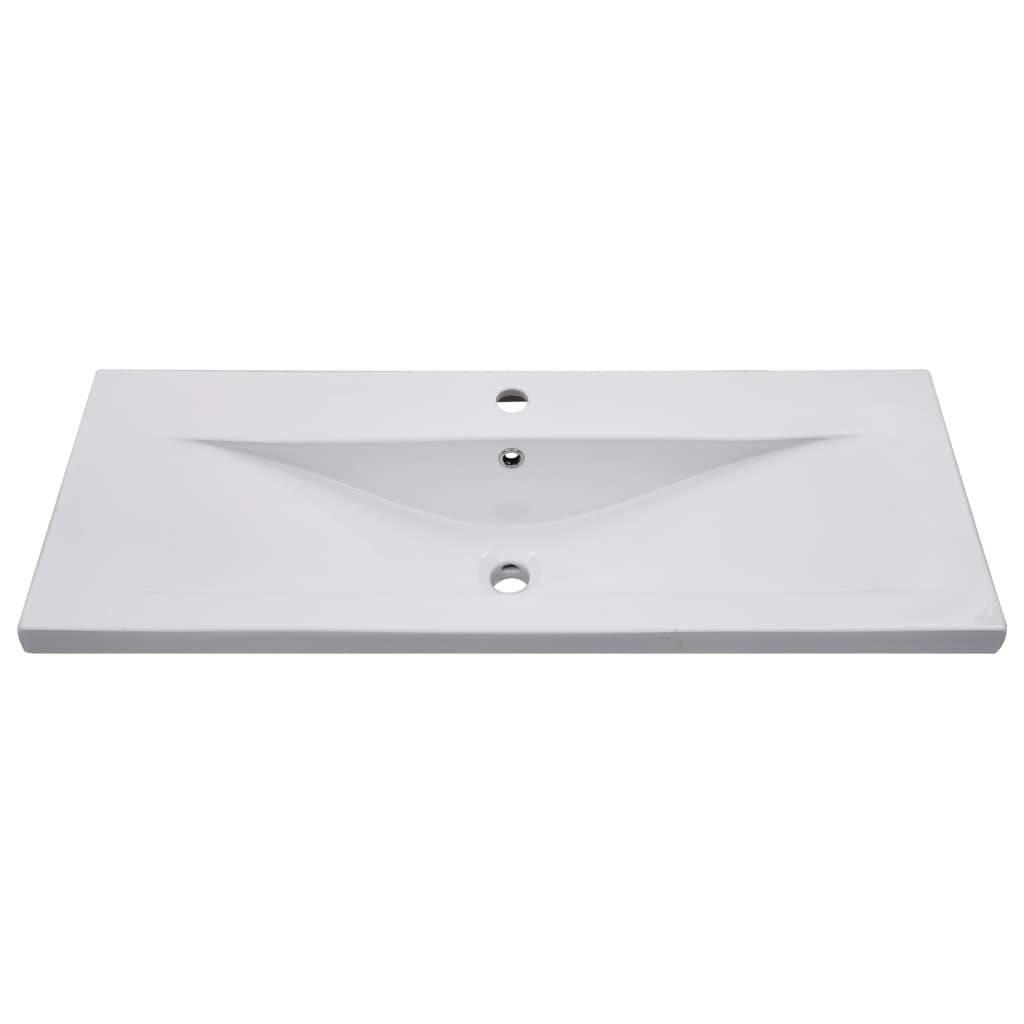 Symbolbild für Waschbeckenunterschrank mit Einbaubecken Betongrau Spanplatte