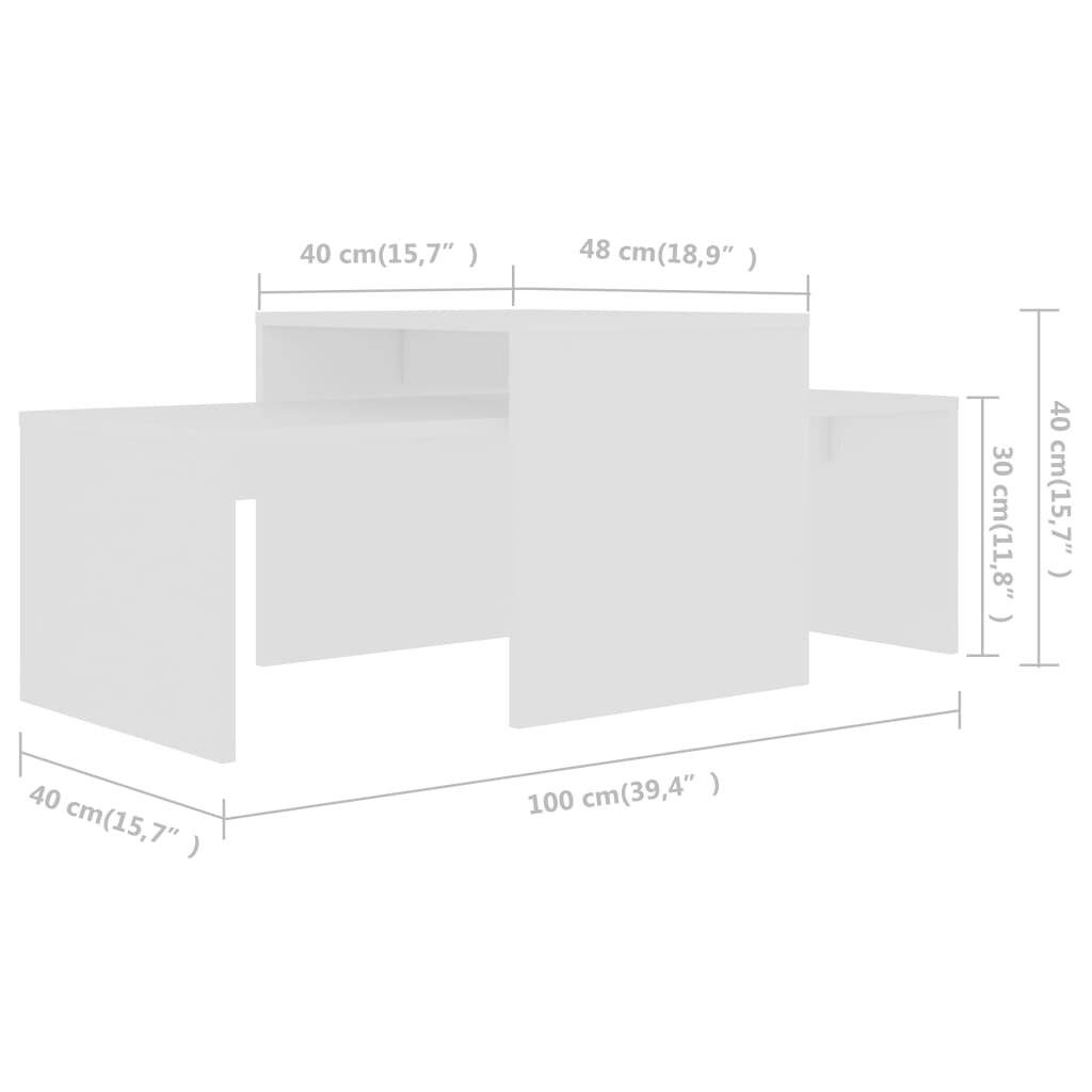 vidaXL Couchtisch-Set Weiß 100x48x40 cm Holzwerkstoff-6