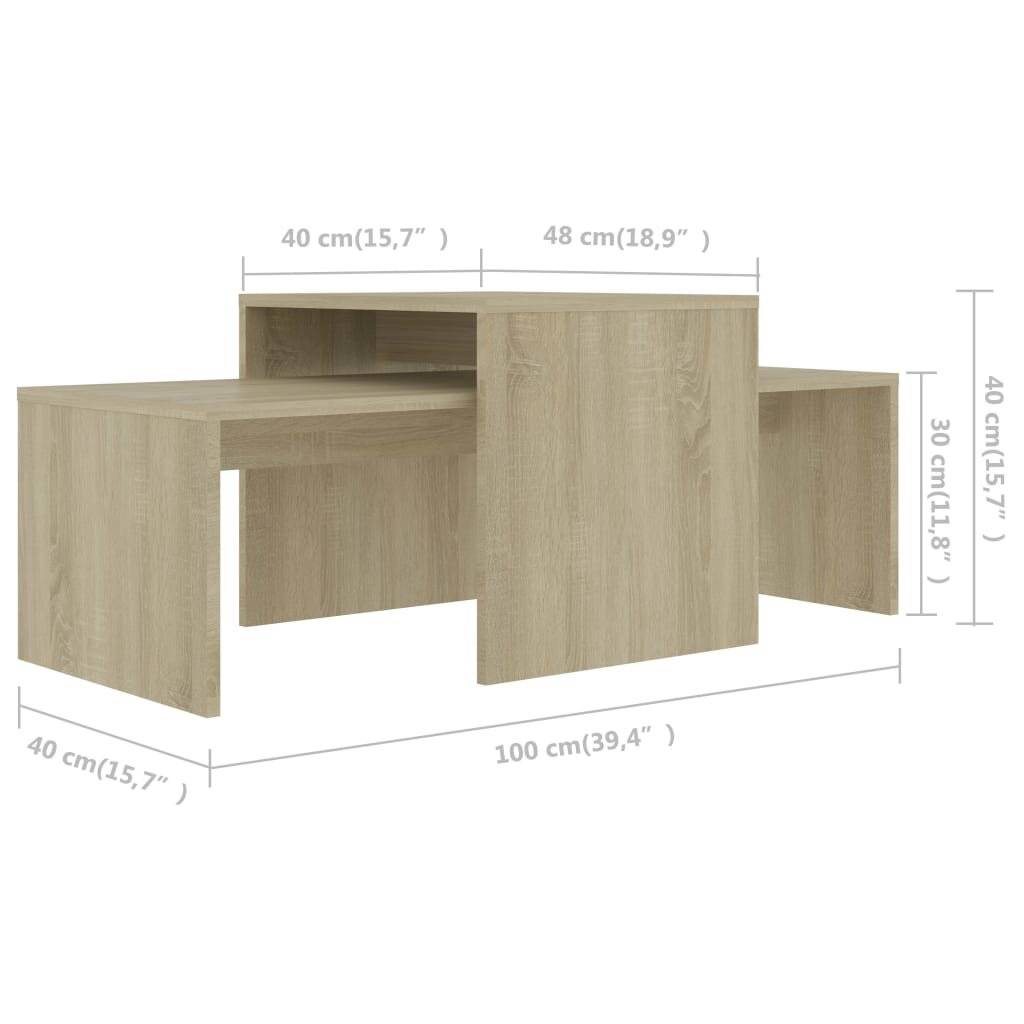 vidaXL Couchtisch-Set Sonoma-Eiche 100x48x40 cm Holzwerkstoff-6