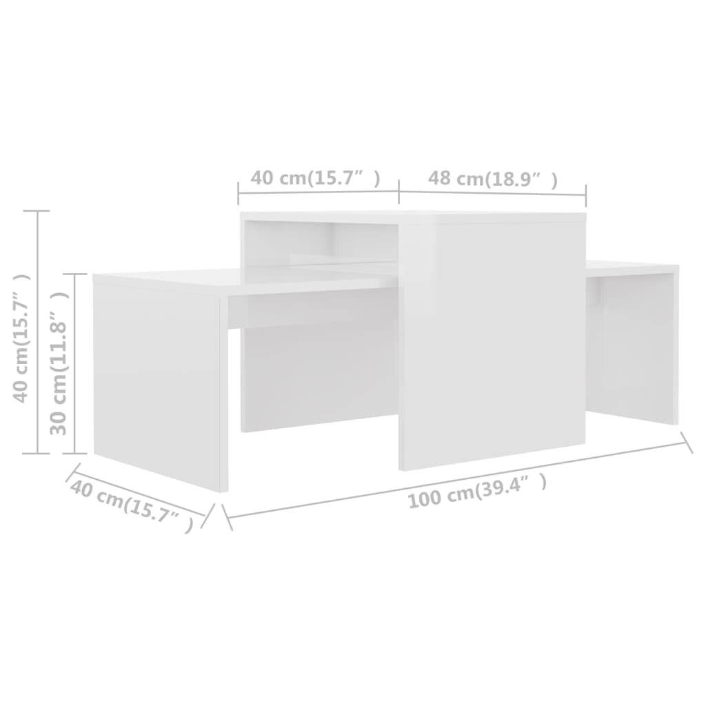 Couchtisch-Set Hochglanz-Weiß 100 x 48 x 40 cm Spanplatte-6