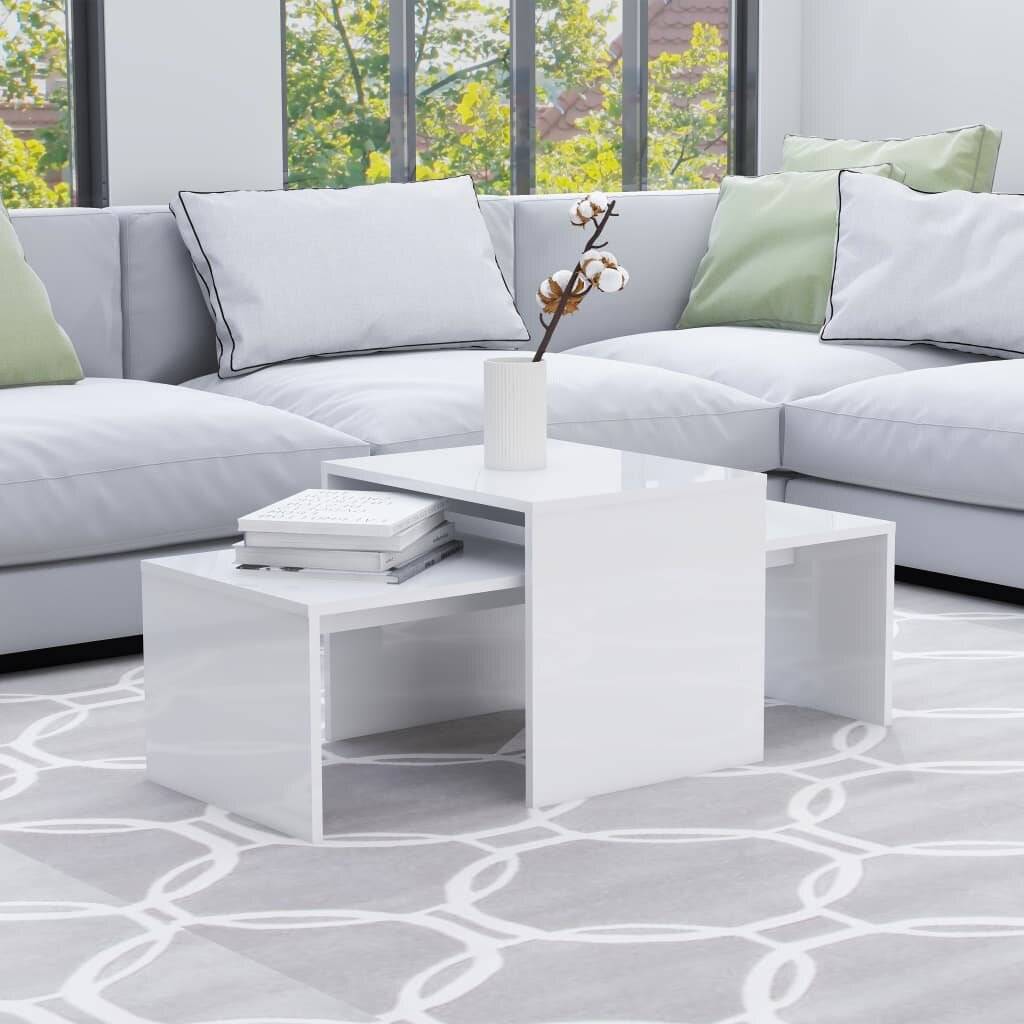 Couchtisch-Set Hochglanz-Weiß 100 x 48 x 40 cm Spanplatte-0