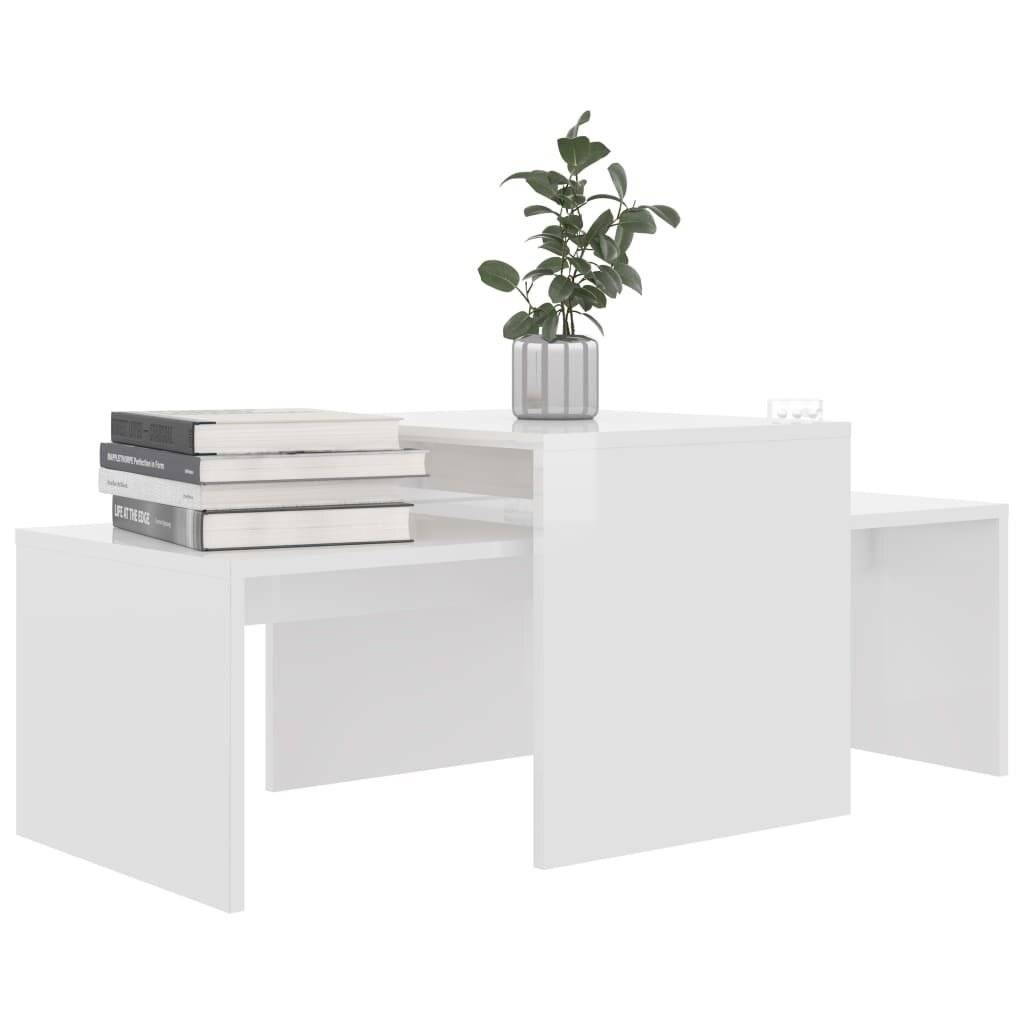 Couchtisch-Set Hochglanz-Weiß 100 x 48 x 40 cm Spanplatte-2