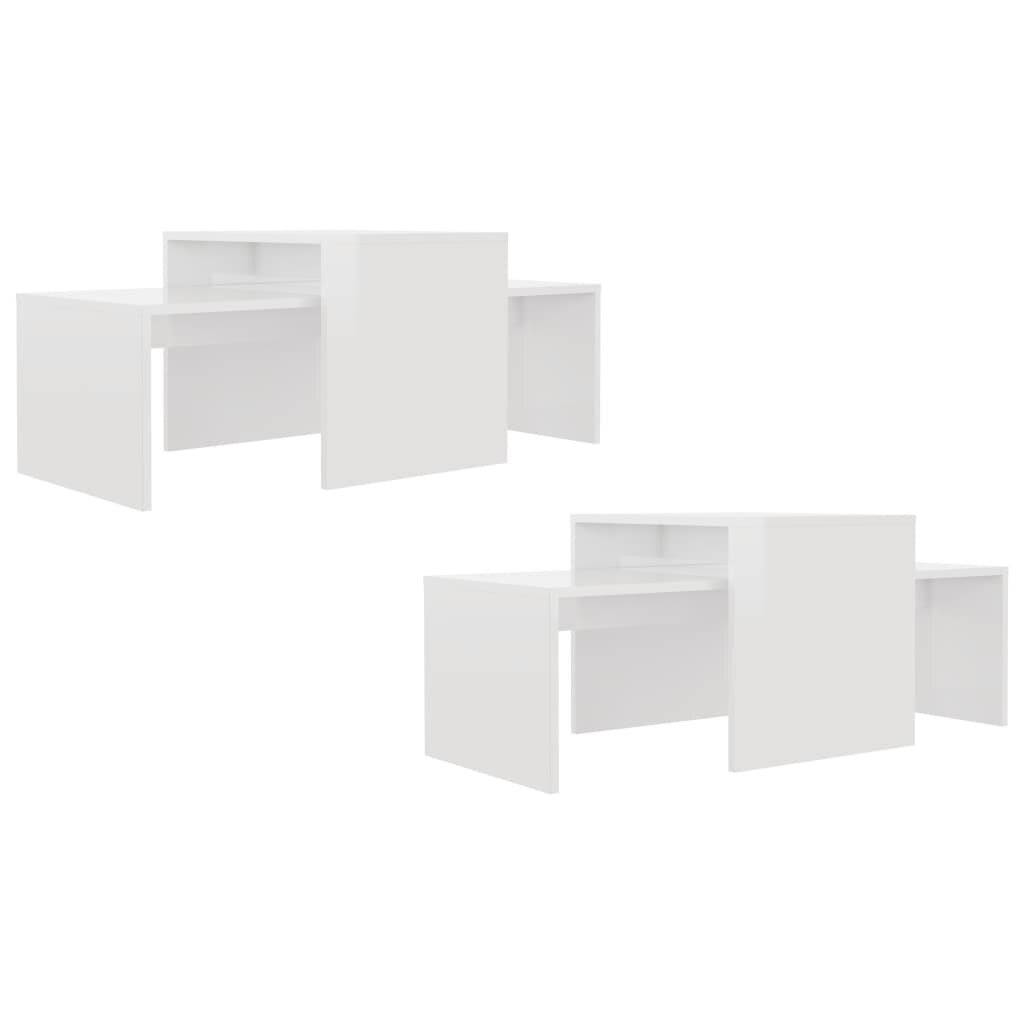 Couchtisch-Set Hochglanz-Weiß 100 x 48 x 40 cm Spanplatte-4