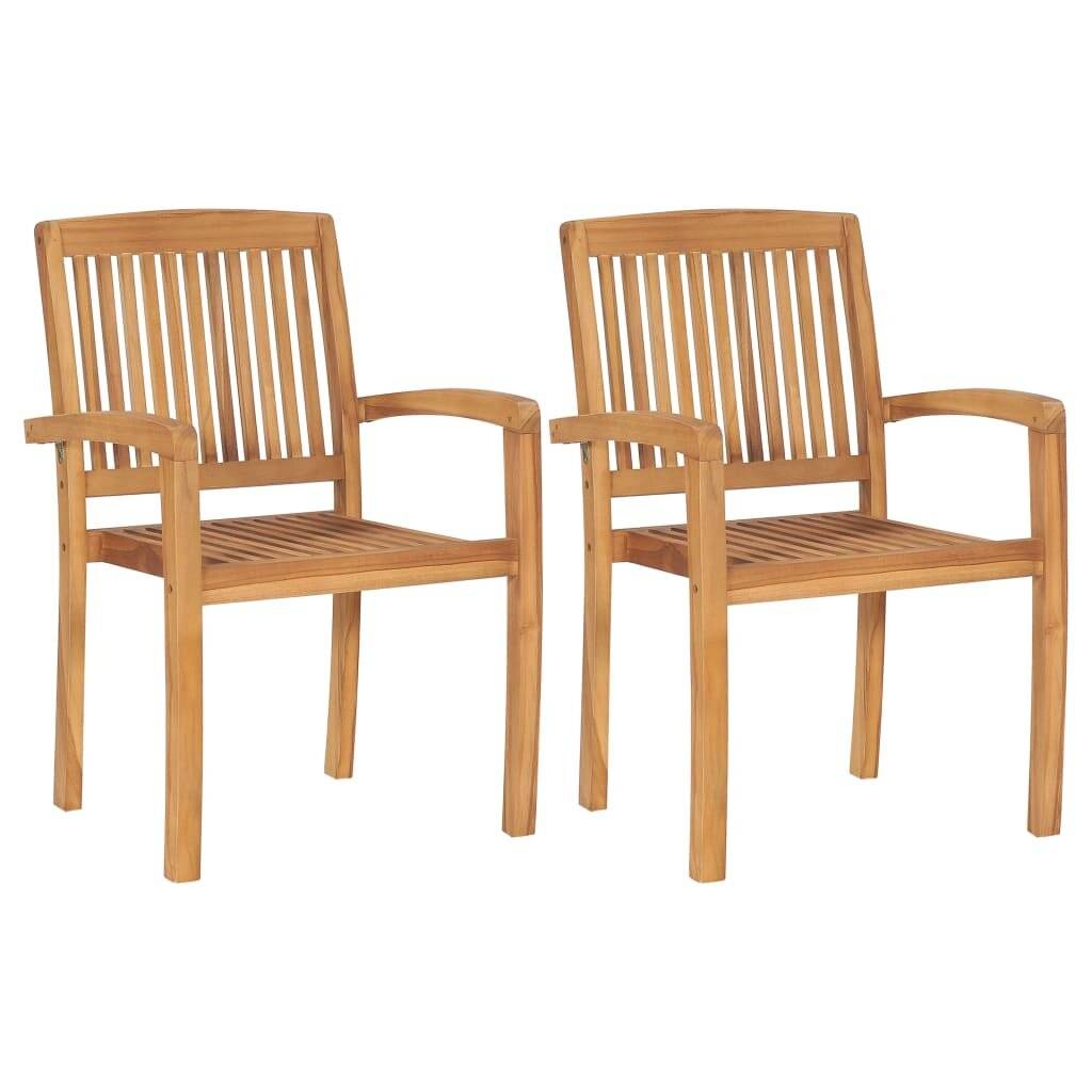 Gartenstühle 2 Stk. mit Anthrazit Kissen Massivholz Teak-2